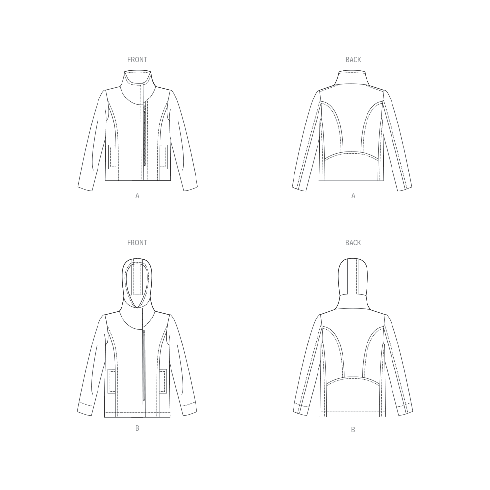Vogue Patterns V1925 envelope showing the asymmetric zip jacket designs