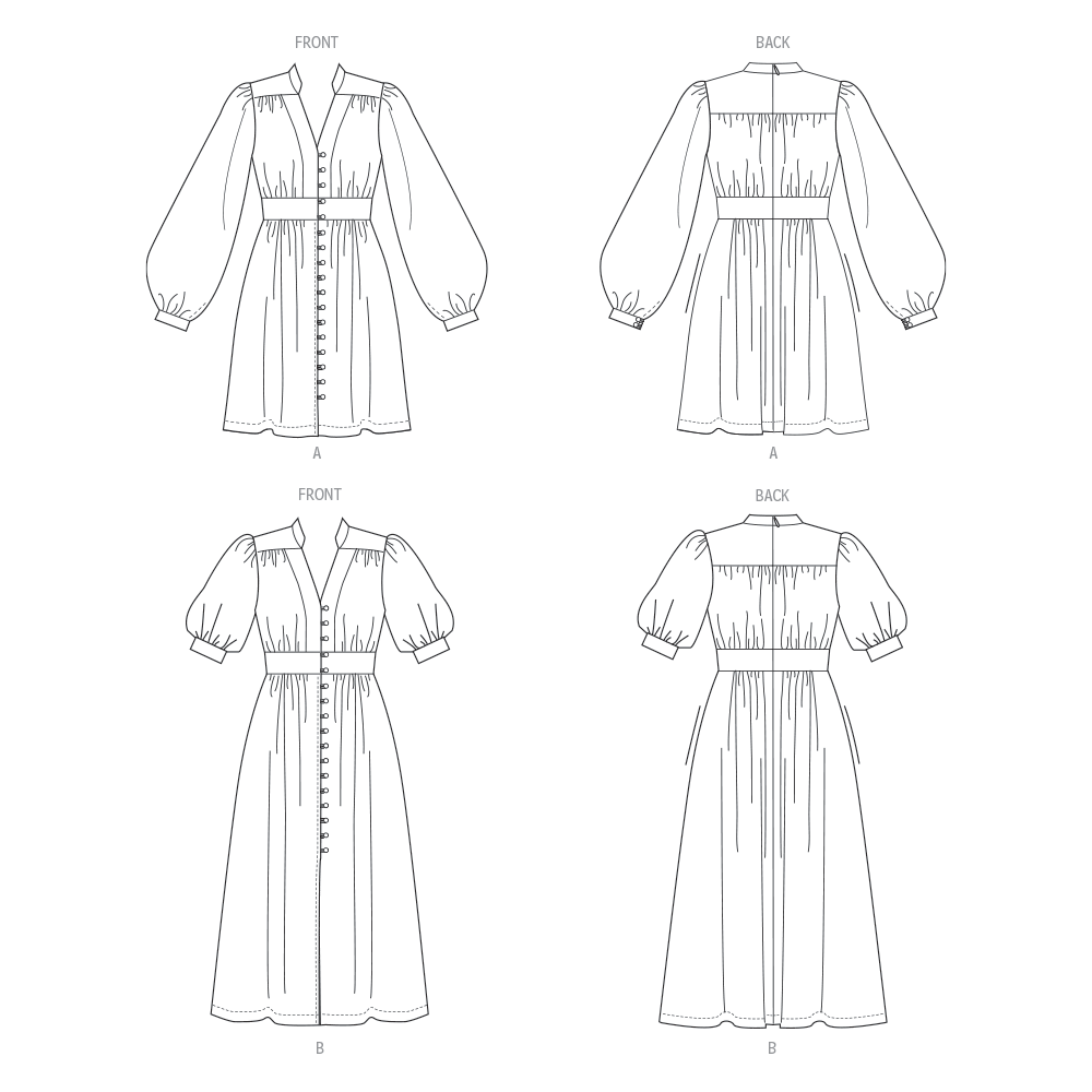 Vogue Patterns V1934 envelope showing the dress with a stand collar and raised waist