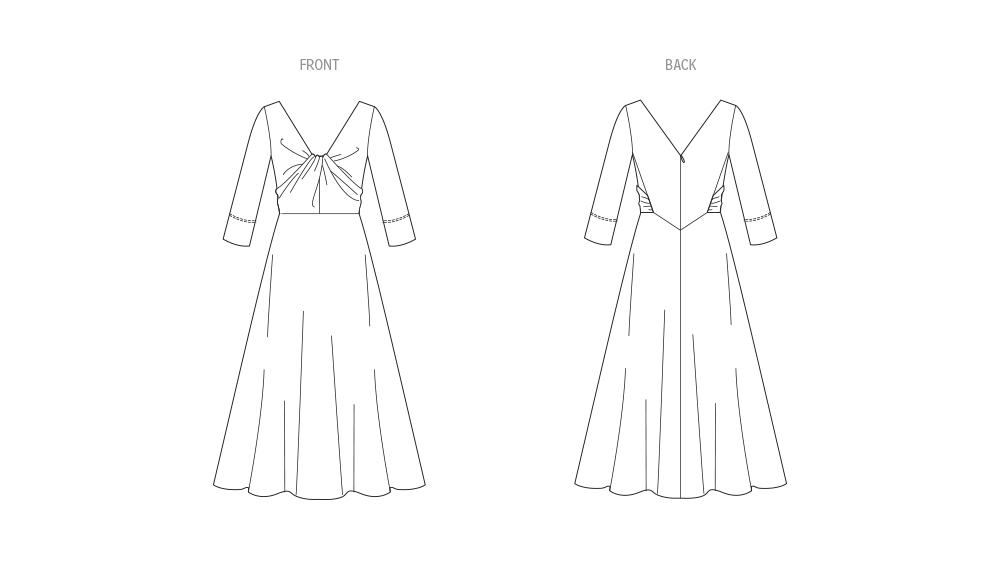 Vogue Patterns V1967 envelope showing the fit and flare midi dress designs