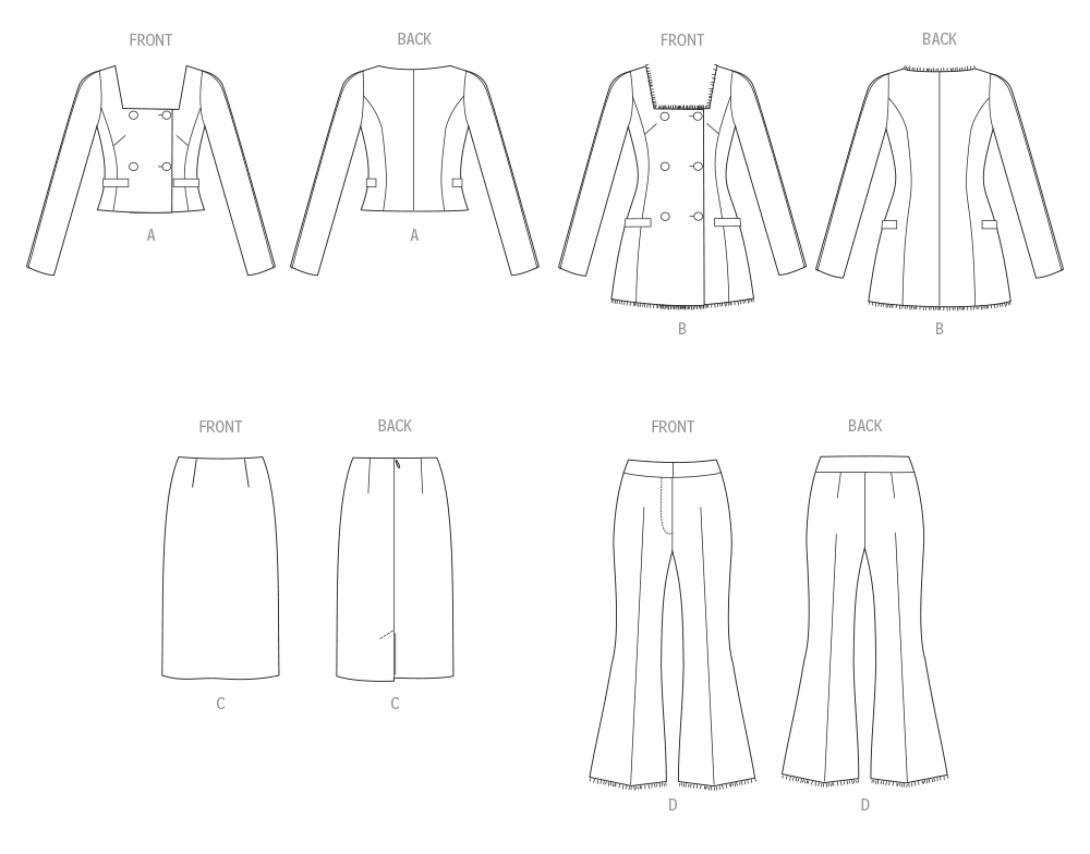 Vogue Patterns V2017 envelope showing close-fitting lined jacket designs