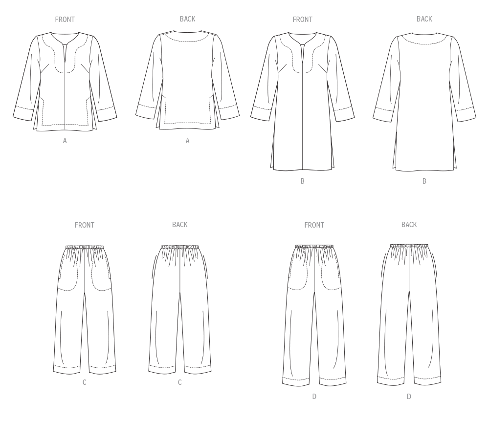 Vogue Patterns V2019 envelope showing split neck top designs