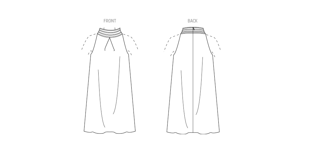 Vogue Patterns V2023 envelope showing stand collar dress designs