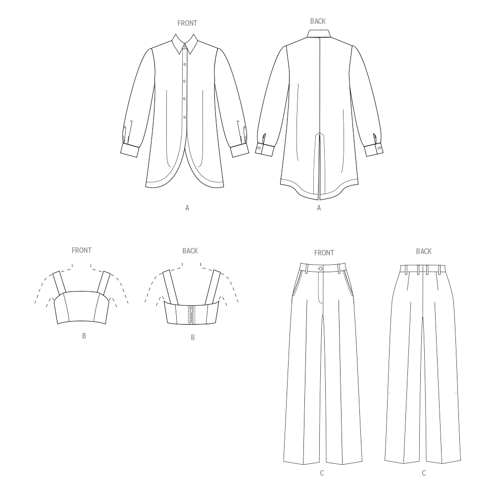 Vogue Patterns V2037 loose fit shirt sewing pattern envelope