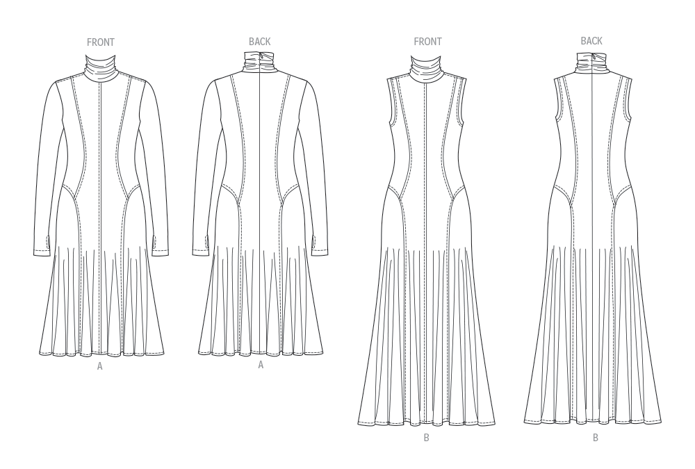 Vogue Patterns V2064 pattern envelope showing a close-fitting dress with trumpet hem