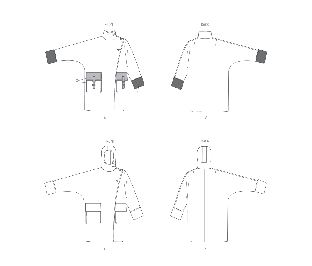 Vogue Patterns V2075 pattern envelope showing the coat designs