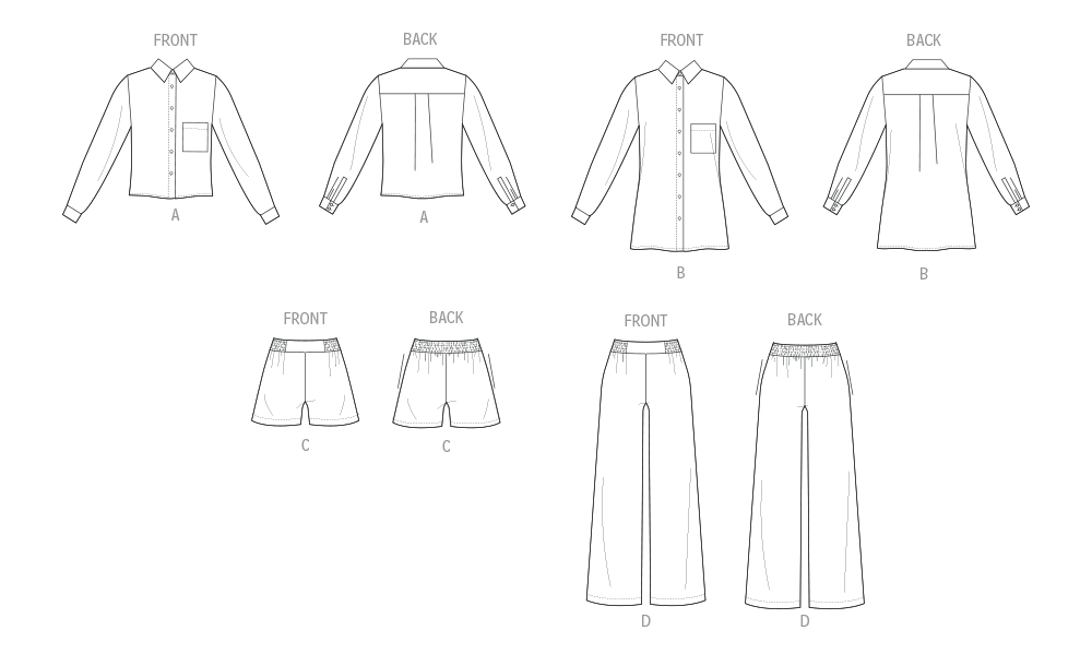 Vogue Patterns V2119 envelope showing the pyjama set designs