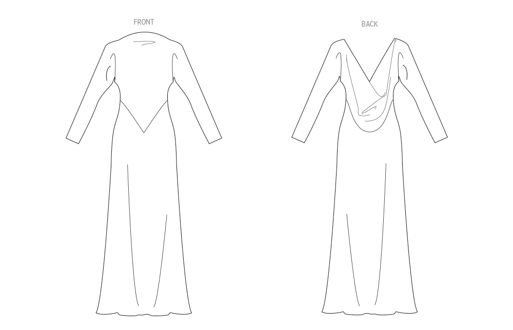 Vogue Patterns V2129 envelope showing the bias cut cowl back dress designs