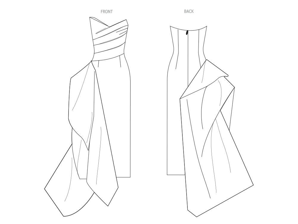 Vogue Patterns V2131 envelope showing the strapless gown designs