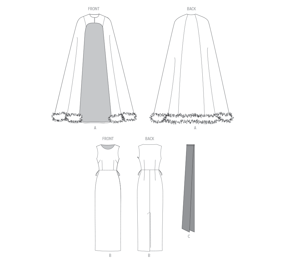 Vogue Patterns V2132 envelope showing the lined cape designs