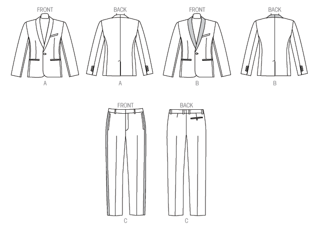 Vogue Patterns V9097 envelope showing men's lined jacket designs