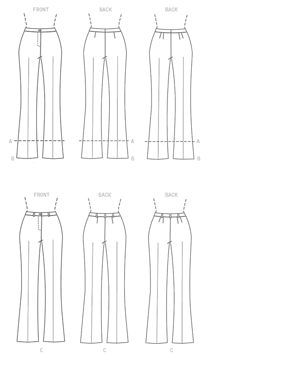 Vogue Patterns V9181 envelope showing misses' boot-leg trousers designs