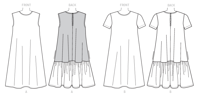 Vogue Patterns V9237 envelope showing misses' pullover dress designs