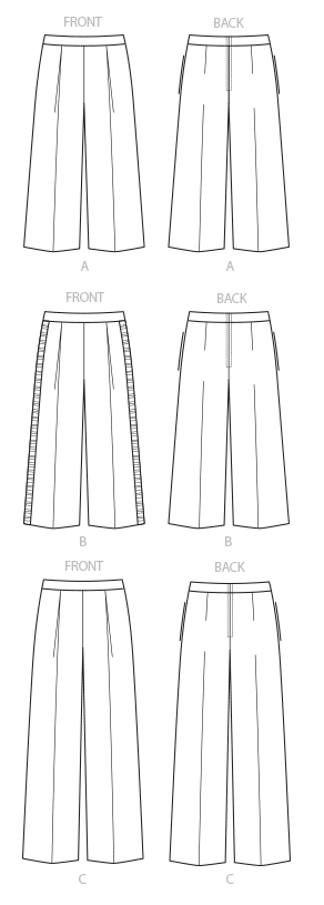 Vogue Patterns V9302 sewing pattern envelope showing the pleated trousers designs