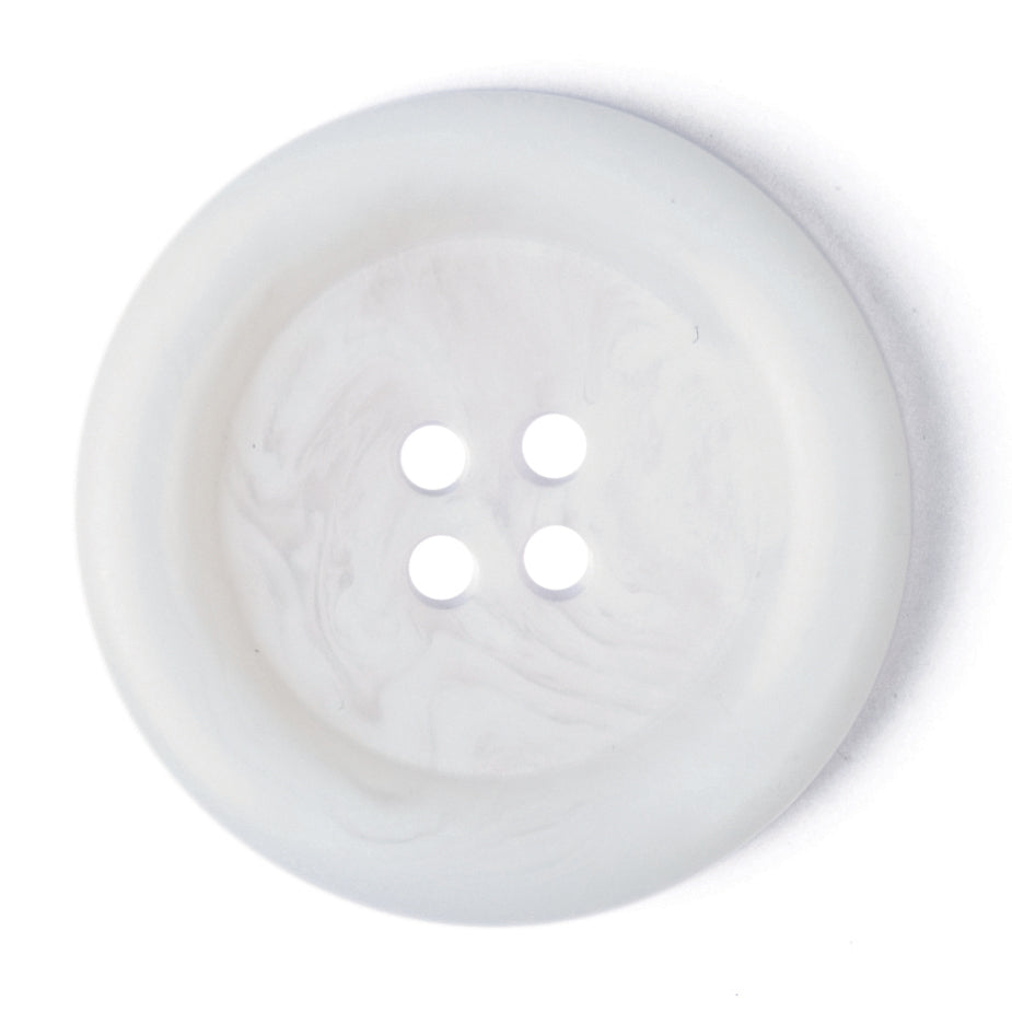 White marbled 4-hole button with raised rim