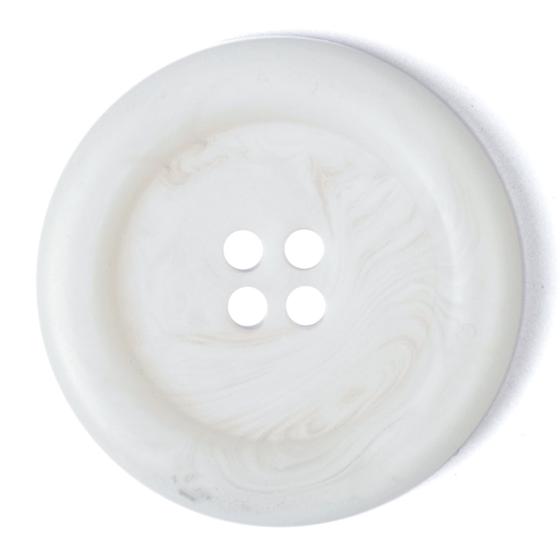 Large white marbled 4-hole button with raised rim