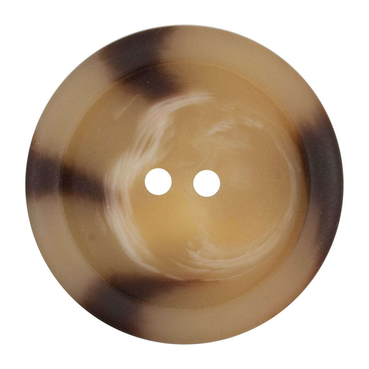 Large cream and brown horn-effect two-hole button