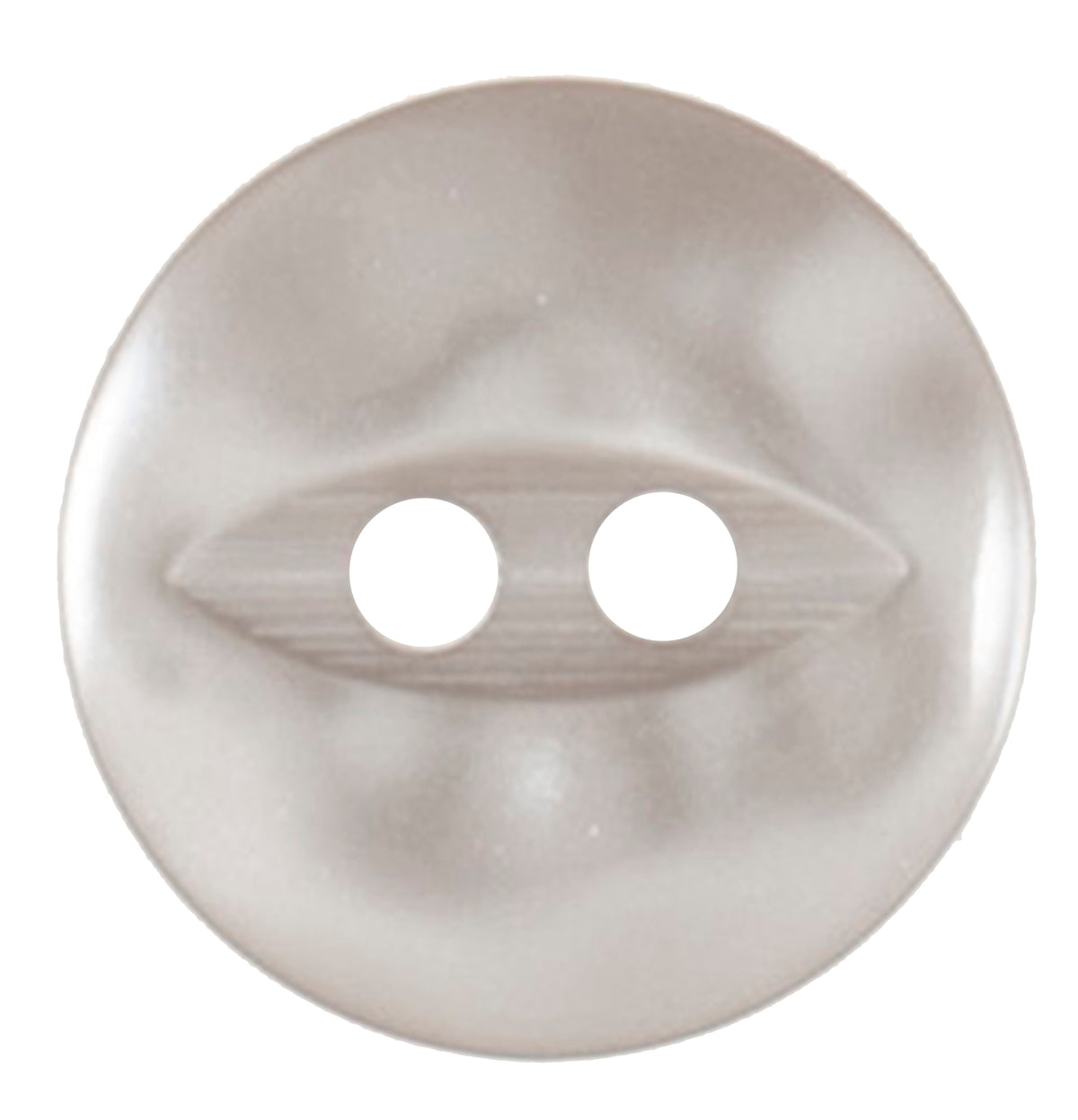 Pearly silver grey two-hole fisheye button