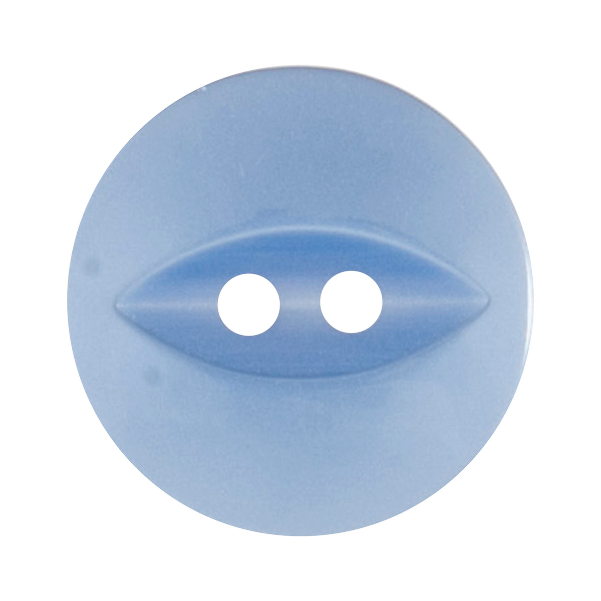 Pale blue two-hole fisheye button