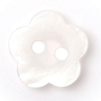 Close-up of pearly white five-petal flower buttons, 12mm