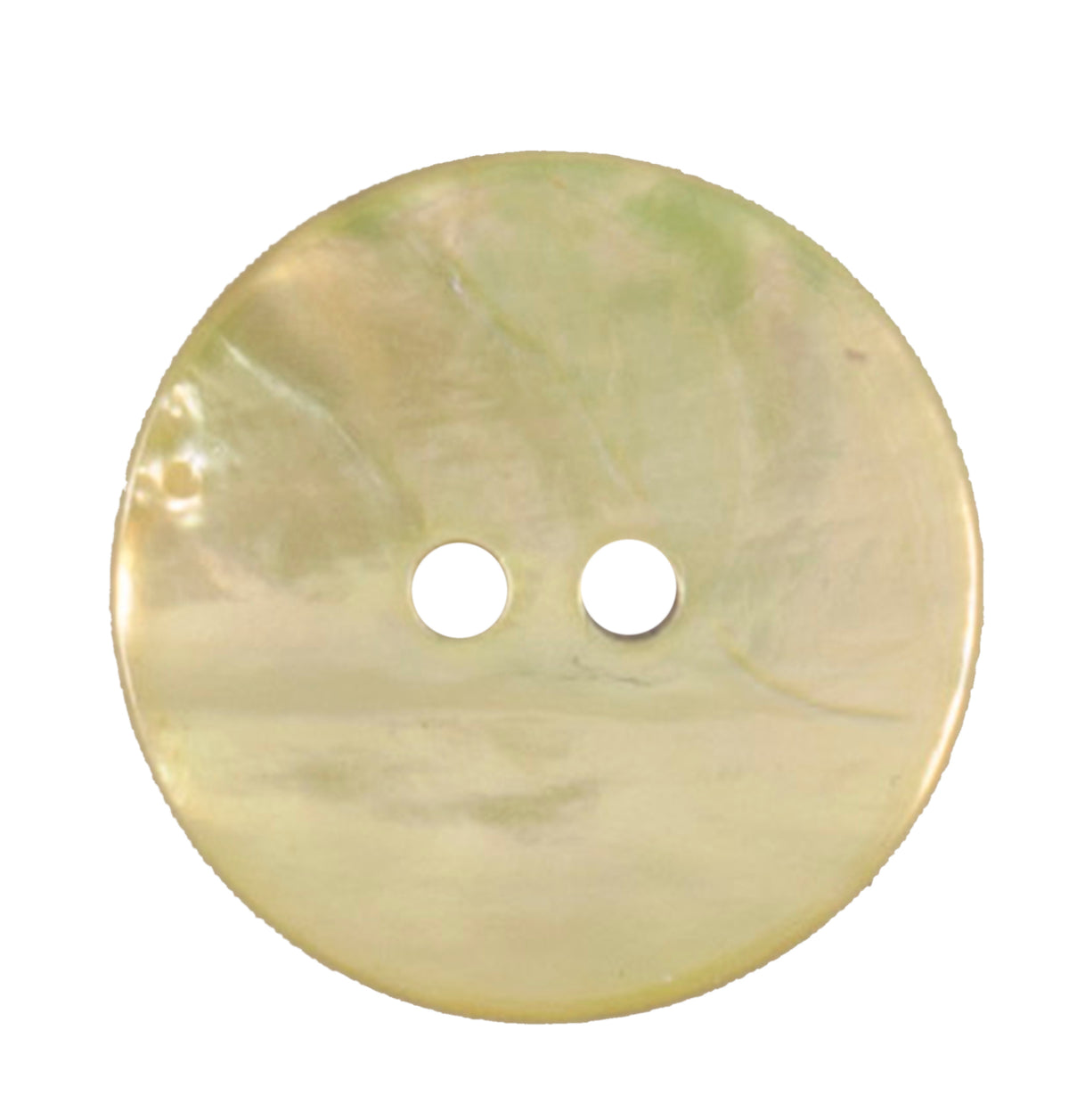 Round button with a cream pearlescent sheen