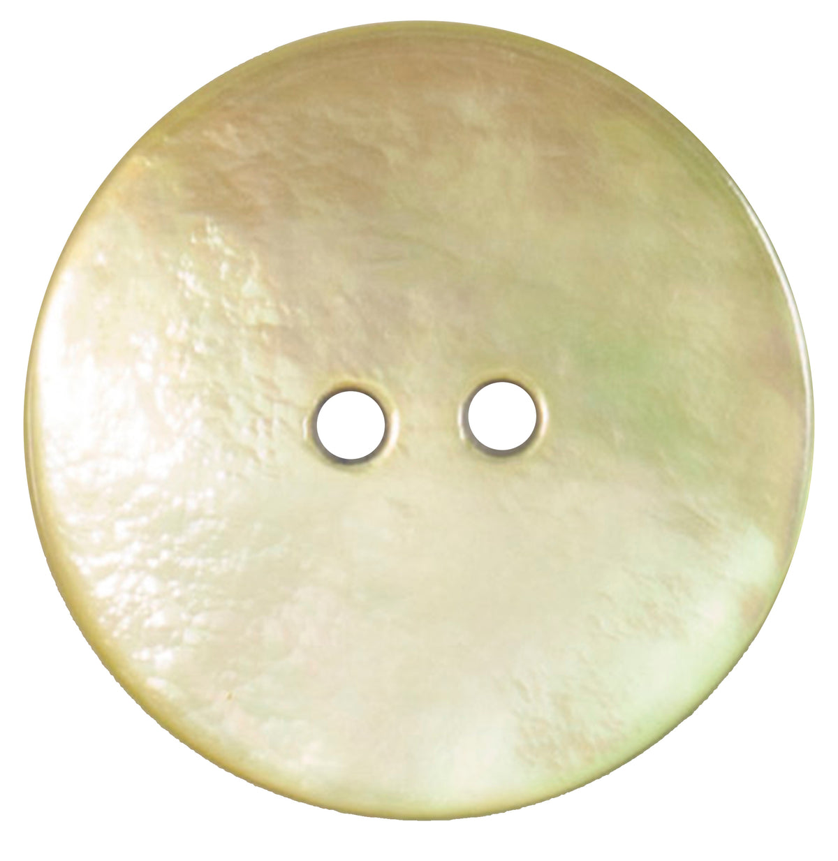 Round button with a cream pearlescent sheen