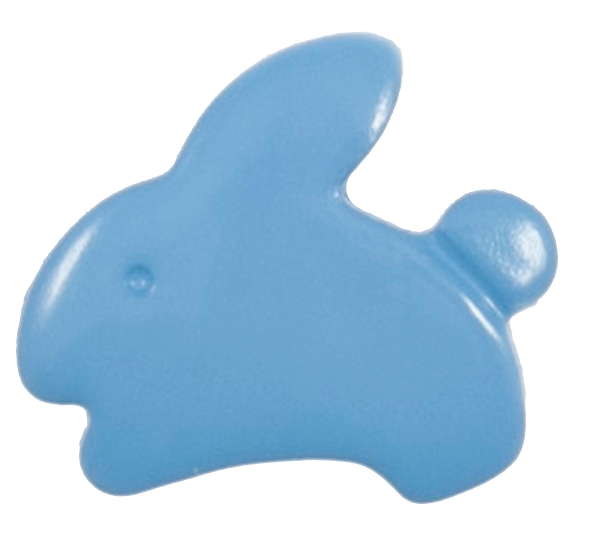 Blue rabbit-shaped novelty button