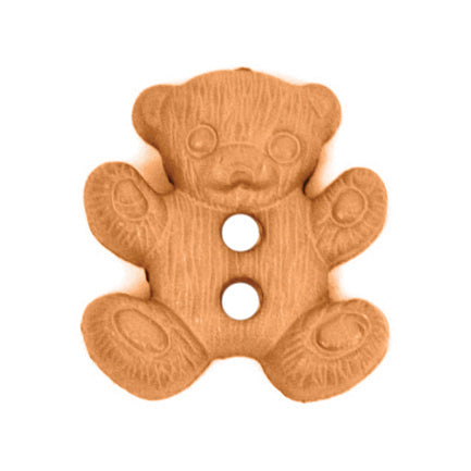 Tan brown teddy bear-shaped novelty button