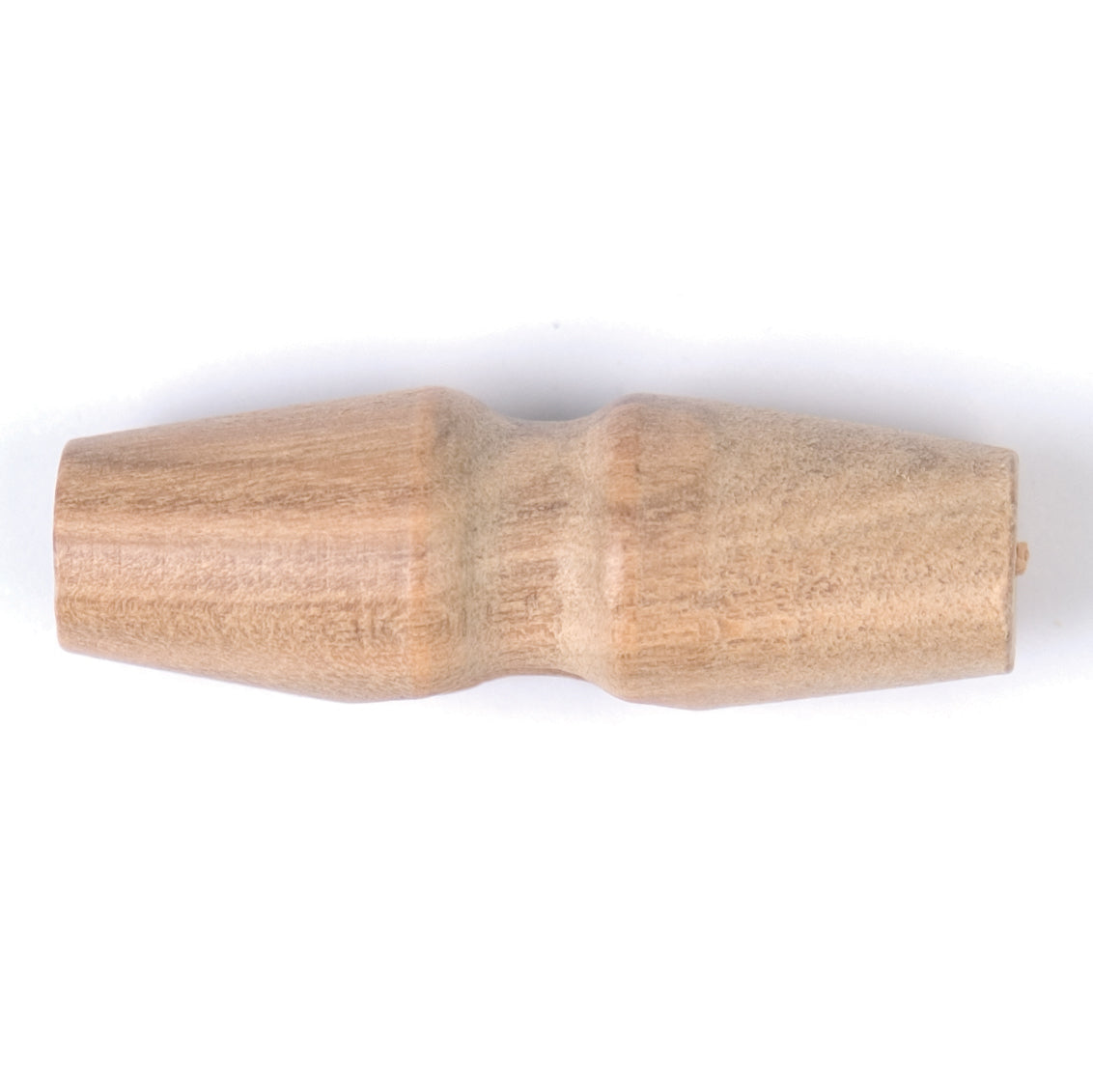 Light natural wood grain toggle button with a shaped middle
