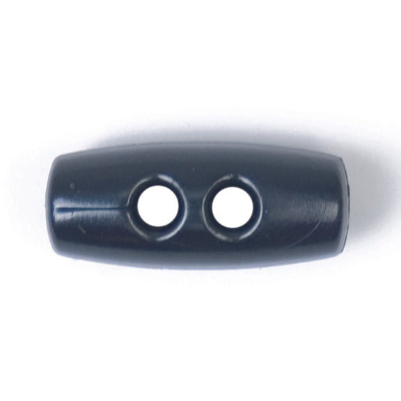 Slate blue barrel-shaped 2-hole toggle button, 15mm