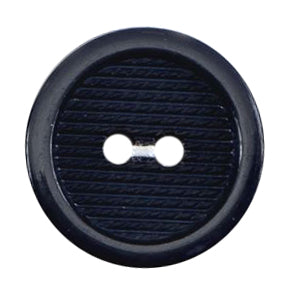 Round navy 2-hole button with ribbed centre, 20mm