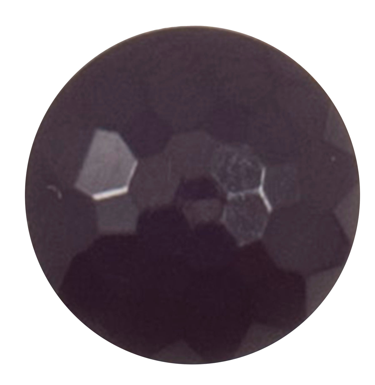 Small round dark navy faceted shank button, 10mm