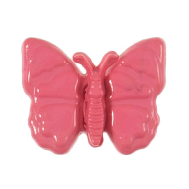 Pink butterfly-shaped novelty button, 18mm