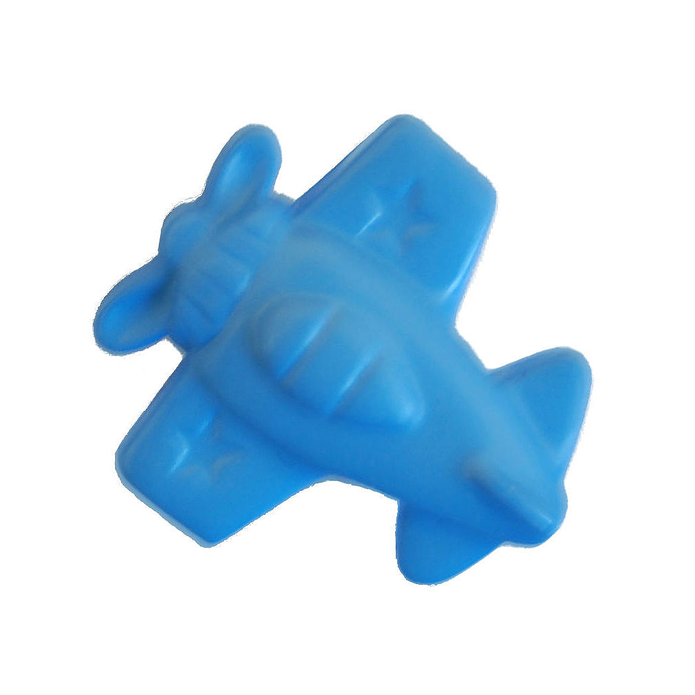 Bright blue aeroplane-shaped novelty button, 17mm
