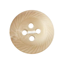 Beige Swirl Rim Button - beige with a carved swirl pattern around the rim, 4-hole
