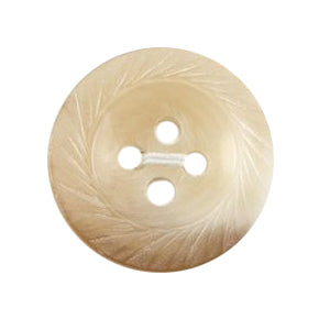 Cream Swirl Rim Button - cream and beige with a carved swirl pattern around the rim, 4-hole