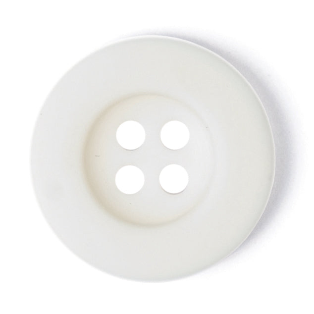 White Rimmed Button - plain white with a raised rim, 4-hole