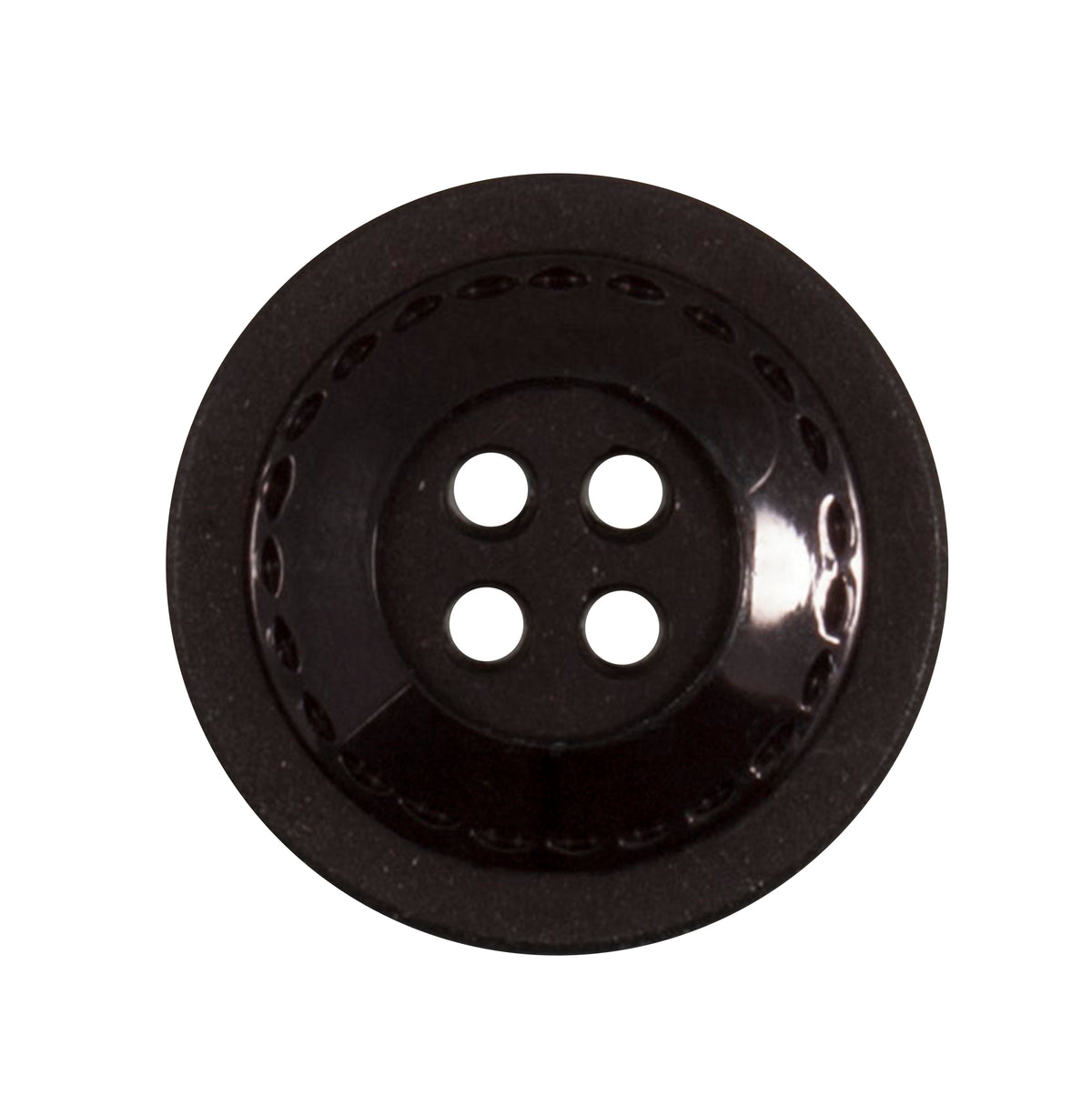 Black 4-hole buttons with a stitched-effect border