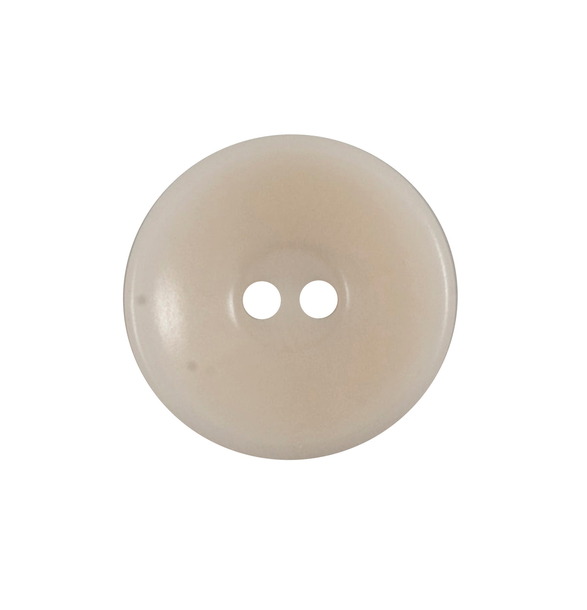 Cream button with a raised rim and two holes