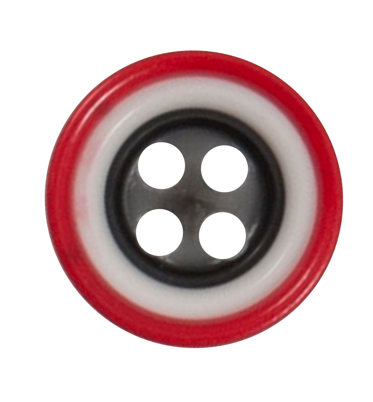 Red, white and grey button with four holes