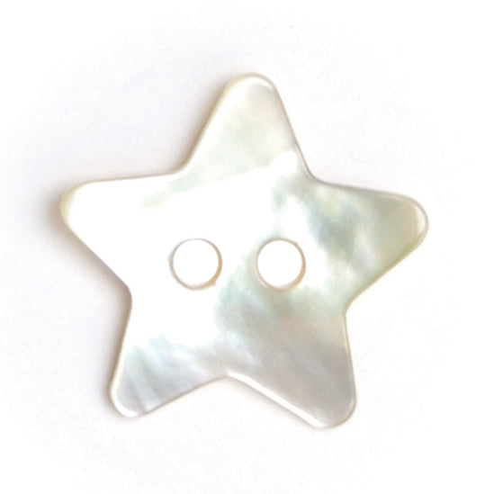 Vogue Star white pearl-effect star buttons, 15mm