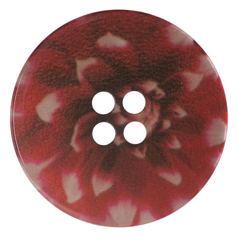 Vogue Star red flower print buttons, 22mm