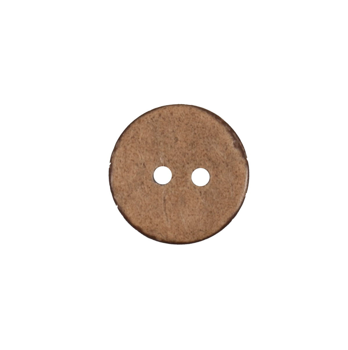 Natural beige coconut-effect round button with two holes, 15mm