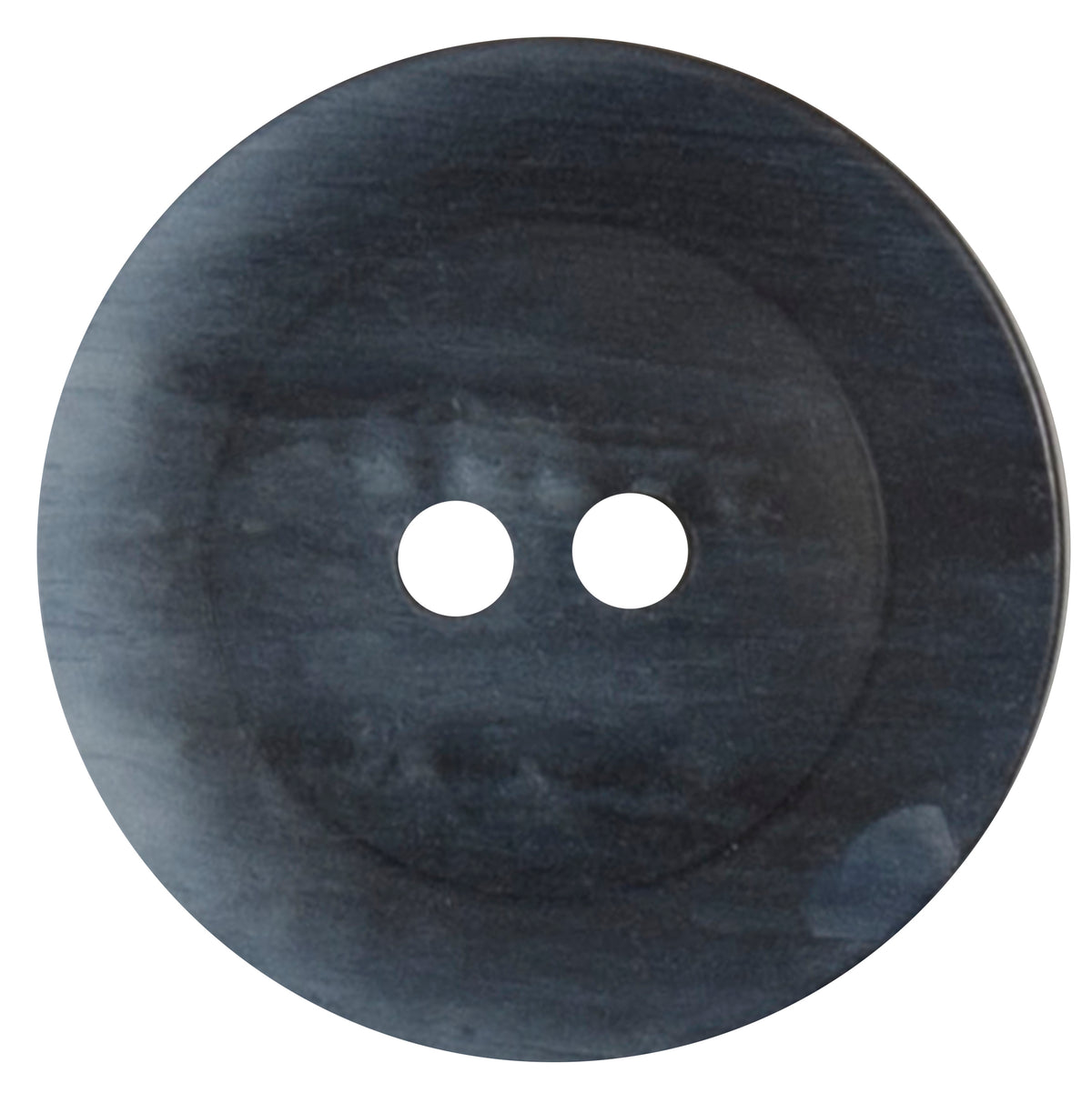 Charcoal grey marbled round button with two holes, 22mm