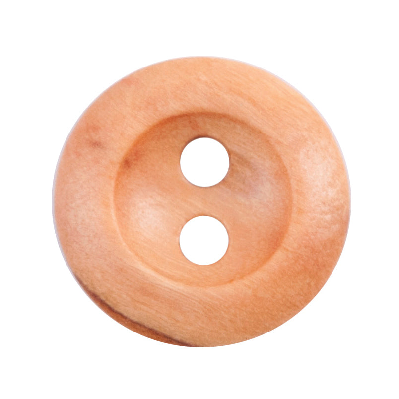 Peach round button with two holes, 17mm