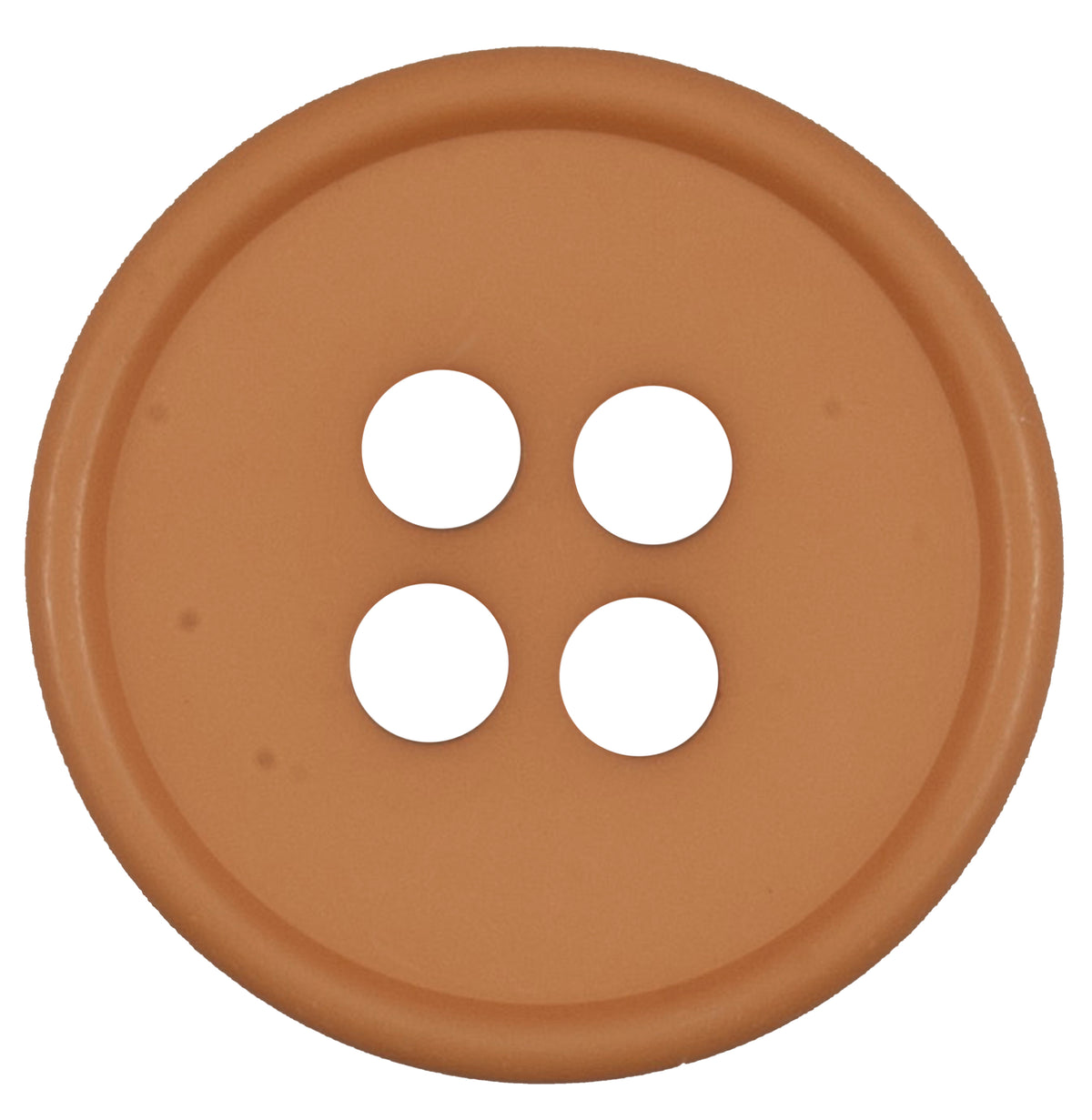Caramel brown four-hole button with raised rim