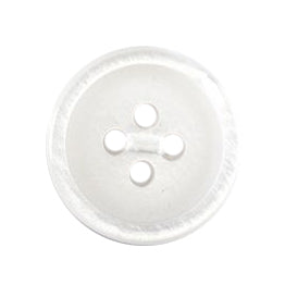 Clear four-hole button with raised rim