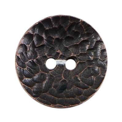 Dark antique copper hammered two-hole button