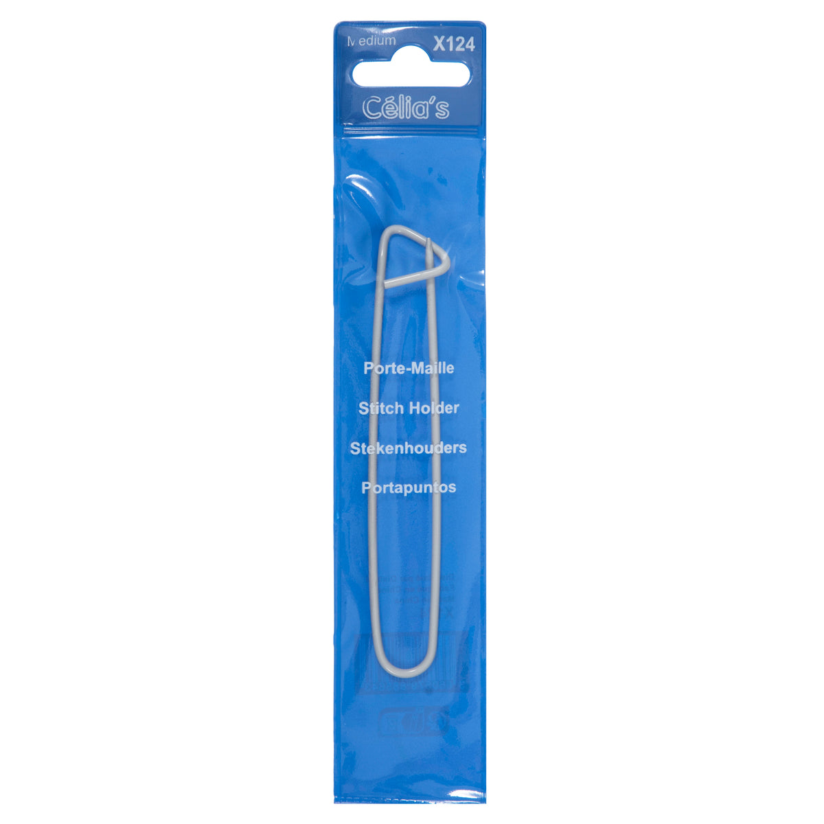Medium metal knitting stitch holder in a pack
