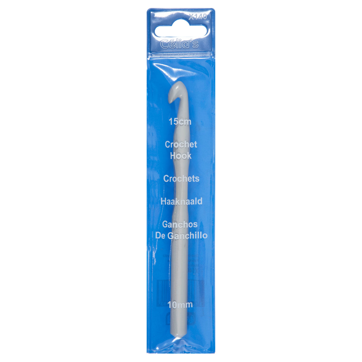 10mm Plastic crochet hook in a blue pack