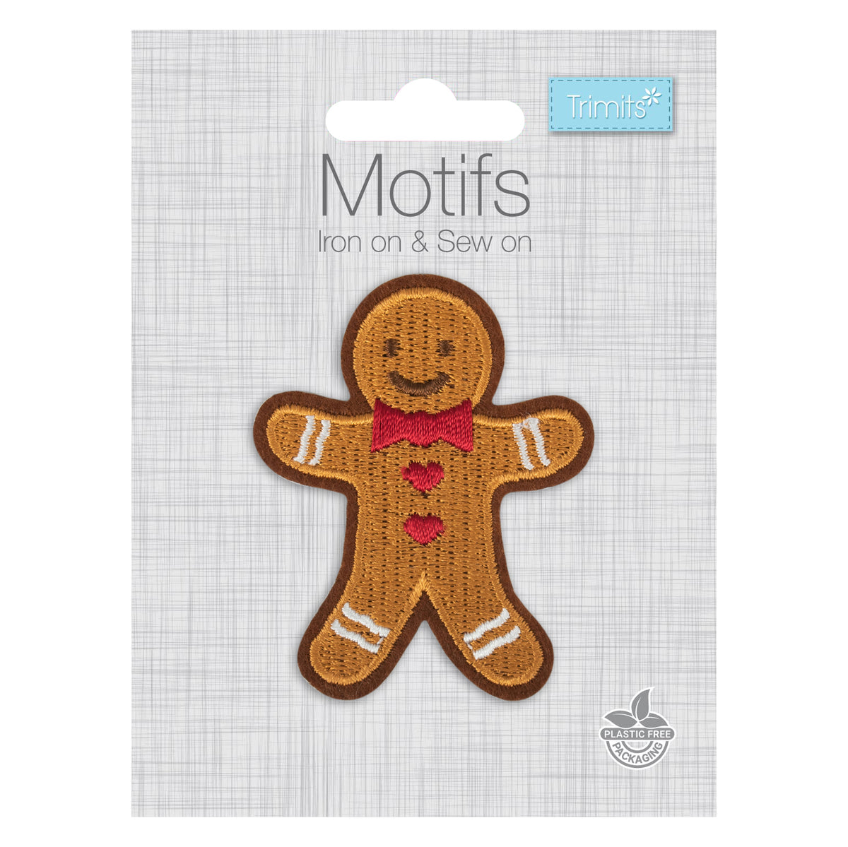 Gingerbread Man Christmas embroidered iron-on motif
